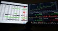 Stock Market Data on Multiple Screens Royalty Free Stock Photo