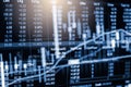 Stock market or forex trading graph and candlestick chart suitable for financial investment concept. Economy trends background