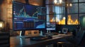 Stock market graph on computer screen, Stock trading concept, 3D Rendering