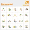 Stock Market icon set. Collection of simple elements such as the arbitrage, assets, bear market, dividend Royalty Free Stock Photo