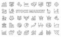 Stock market icons in line design. Business, stock exchange, analysis, investment, bull, bear, candlestick, financial Royalty Free Stock Photo