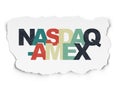Stock market indexes concept: NASDAQ-AMEX on Torn Paper background