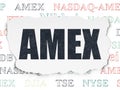 Stock market indexes concept: AMEX on Torn Paper background