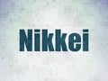 Stock market indexes concept: Nikkei on Digital Data Paper background