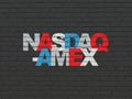 Stock market indexes concept: NASDAQ-AMEX on wall background