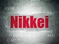 Stock market indexes concept: Nikkei on Digital Data Paper background