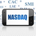 Stock market indexes concept: Smartphone with NASDAQ on display Royalty Free Stock Photo