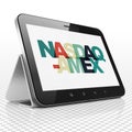 Stock market indexes concept: Tablet Computer with NASDAQ-AMEX on display Royalty Free Stock Photo