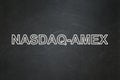 Stock market indexes concept: NASDAQ-AMEX on chalkboard background