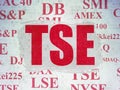 Stock market indexes concept: TSE on Digital Data Paper background