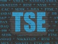 Stock market indexes concept: TSE on wall background