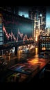 Stock market investment and trading portrayed through a graphical chart display Royalty Free Stock Photo