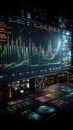 Stock market investment and trading portrayed through a graphical chart display Royalty Free Stock Photo