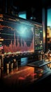 Stock market investment and trading portrayed through a graphical chart display Royalty Free Stock Photo