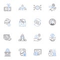 Stock market line icons collection. Securities, Trading, Investing, Volatility, Portfolio, Shares, Dividends vector and