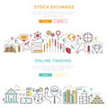 Stock Market Linear Banners Royalty Free Stock Photo