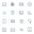 Stock market linear icons set. Equity, Portfolio, Shares, Trading, Returns, Investment, Securities line vector and