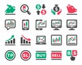 Stock market online icon set