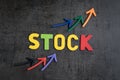 Stock market rising price concept, arrows pointing up as price c Royalty Free Stock Photo