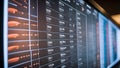 Stock market screen displaying financial data in closeup. Data visualization