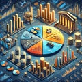 Stock Market Sectors An illustration of a pie chart showing the Royalty Free Stock Photo