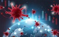 Stock market slump stock chart futuristic with Effects of disease Covid-19 Coronavirus concept vector,Pneumonia.Business Royalty Free Stock Photo