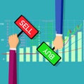 Stock market traders are offering to buy or sell stocks. Business people financial market. illustration