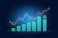 Stock market trend with bar chart and candlesticks, vector illustration