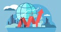 Stock market vector illustration. Flat mini money growth persons concept.