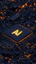 Stock microchip, microprocessor equipped with AI technology