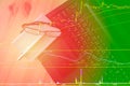 Stock pattern graph data on keyboard computer