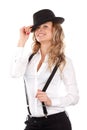 Stock Photo: Beautiful young model in hat.