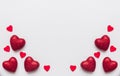 Stock photo of red hearts on a white background with a space for text Royalty Free Stock Photo