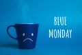 Stock photo of a blue monday cup on a blue background