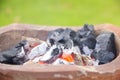 Stock Photo:burning charcoal in old stove Royalty Free Stock Photo