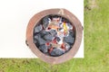 Stock Photo:burning charcoal in old stove Royalty Free Stock Photo