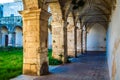 Gothic Gallery with Arches and Ancient Stones in Southern Italy