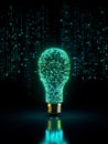 Light Bulb over Tech-Themed Background - Generative AI Art