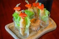Stock Photo - Close up deep fried shrimp spring rolls Royalty Free Stock Photo