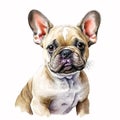 Whimsical Wonders: Watercolor French Bulldog Puppy AI Generated