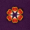 Diwali greeting card template showing diya top view with copy space