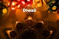 Happy diwali - diwali greeting card with illuminated diya Royalty Free Stock Photo