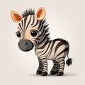 Too Cute for Words, A Baby Zebra in Cartoon Style - Generative AI