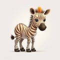 Striped Sweetness: Meet the Cutest Baby Zebra in Cartoon Style - Generative AI