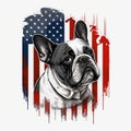 French Bulldog blend with distressed American flag Generative AI