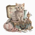 Purrfectly Chic A Shabby Chic Cat with Accessories - Generative AI