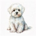 Adorable Maltese Puppy in a Colorful Watercolor World AI Generated