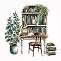 Artistic Ambiance: Watercolor Walls in a Reading Nook Ai Generated