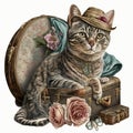 Whisker Wonderland A Shabby Chic Cat with Flair - Generative AI