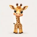 Giraffe-tastic, Meet the Cutest Baby Giraffe in Cartoon Style - Generative AI